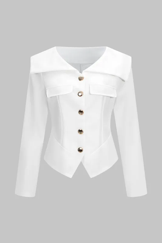 Solid Metallic Button Blazer sold by Micas