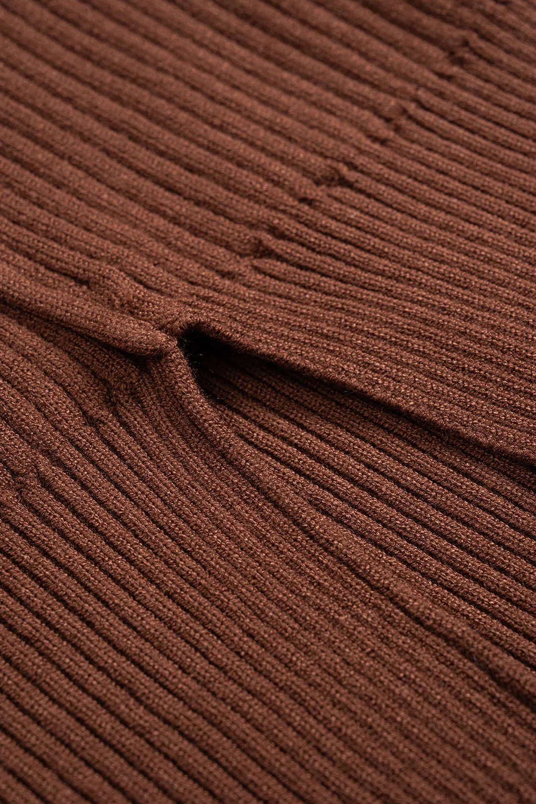 Knit Metallic Buckle V-Neck Gigot Sleeve Slit Cardigan sold by Micas product image thumbnail 4