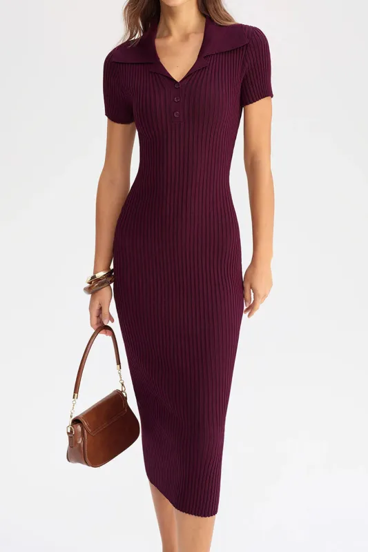 Knit Ribbed Short Sleeve Dress sold by Micas