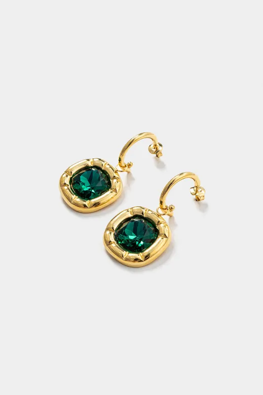 Stainless Steel Plated Gold Colorful Zircon Design Earring sold by Micas