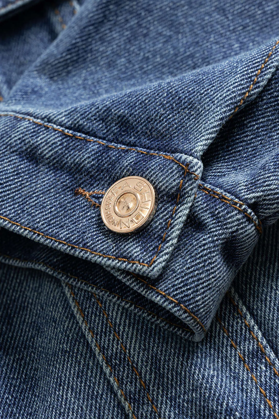 Denim Round Neck Button Long-Sleeve Top sold by Micas product image thumbnail 4