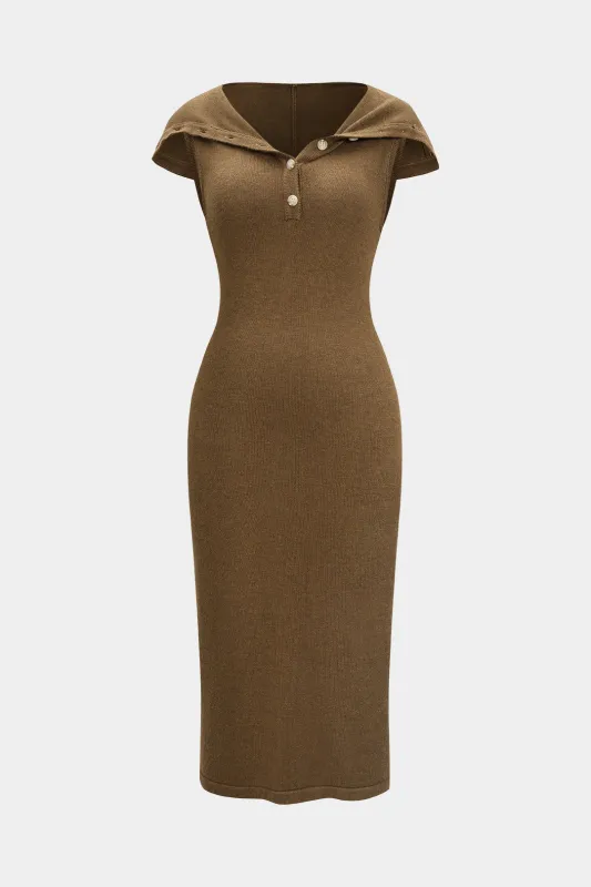 Knit Button Sleeveless Dress sold by Micas