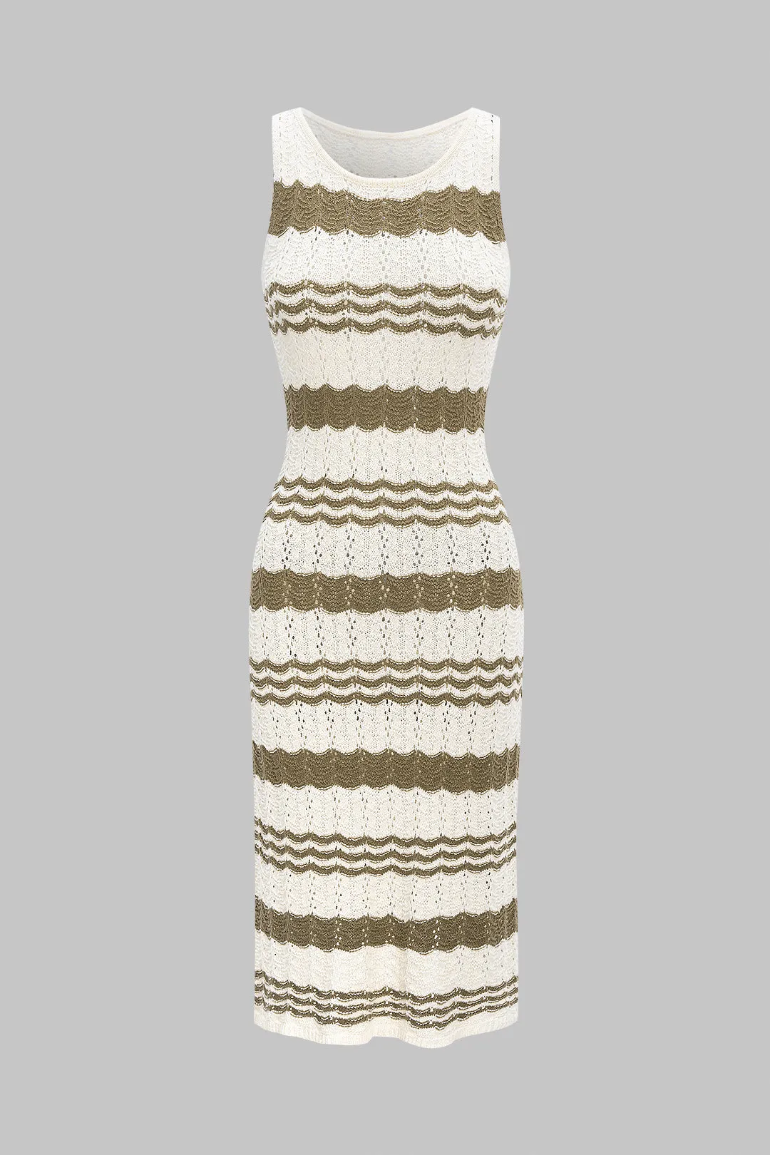 Knit Round Neck Contrast Sleeveless Dress sold by Micas