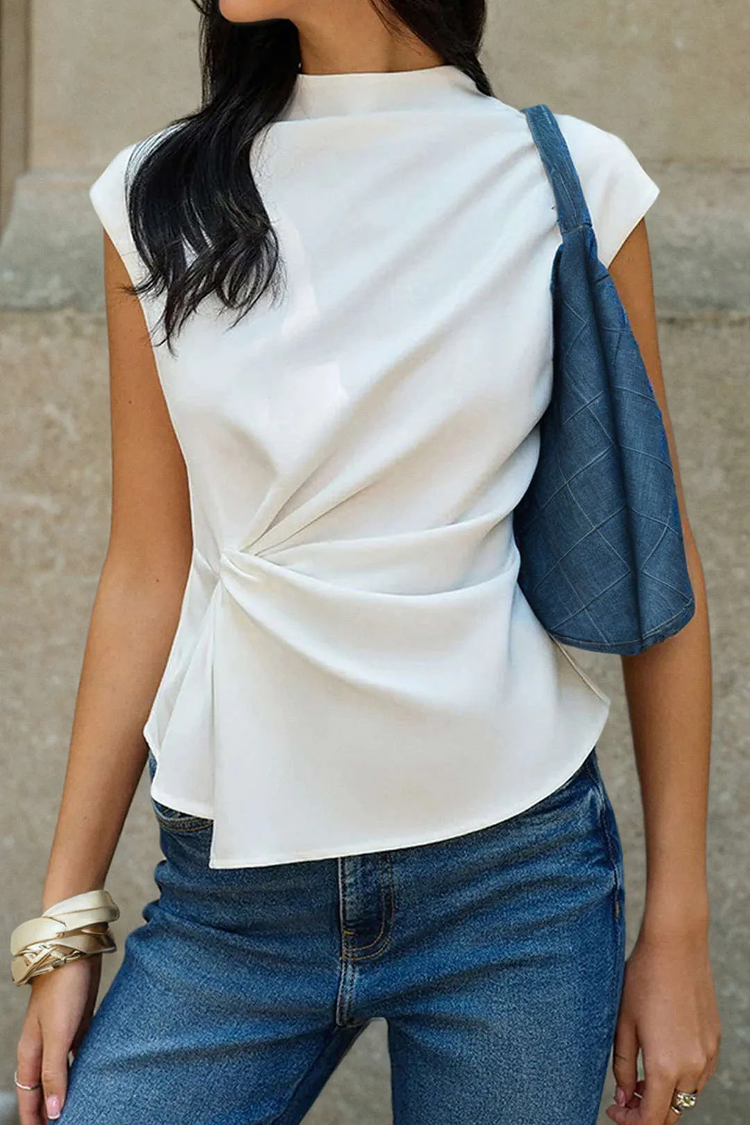 Ruched Short-Sleeve Shirt sold by Micas