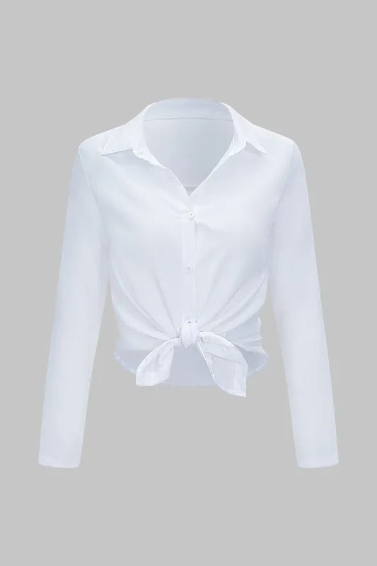 Chiffon Button Long-Sleeve Shirt sold by Micas