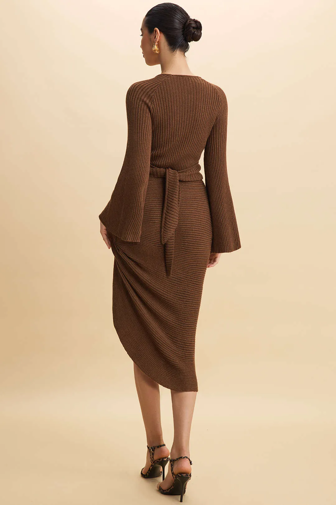 Knit Wrap Tie-Up Bell Long-Sleeve Top sold by Micas product image thumbnail 2