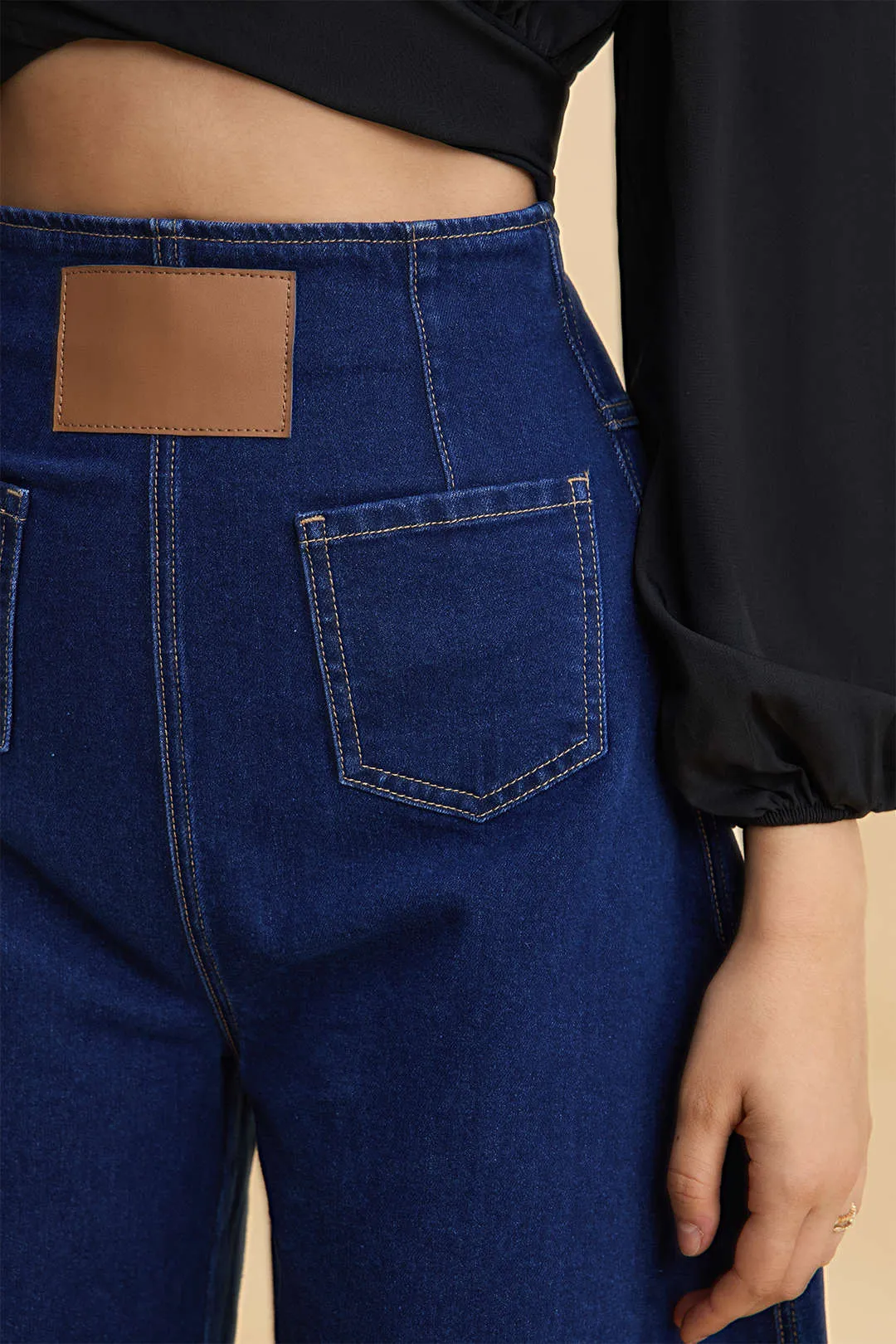 Denim Zipper High Waist Stitching Pocket Jeans sold by Micas product image thumbnail 4