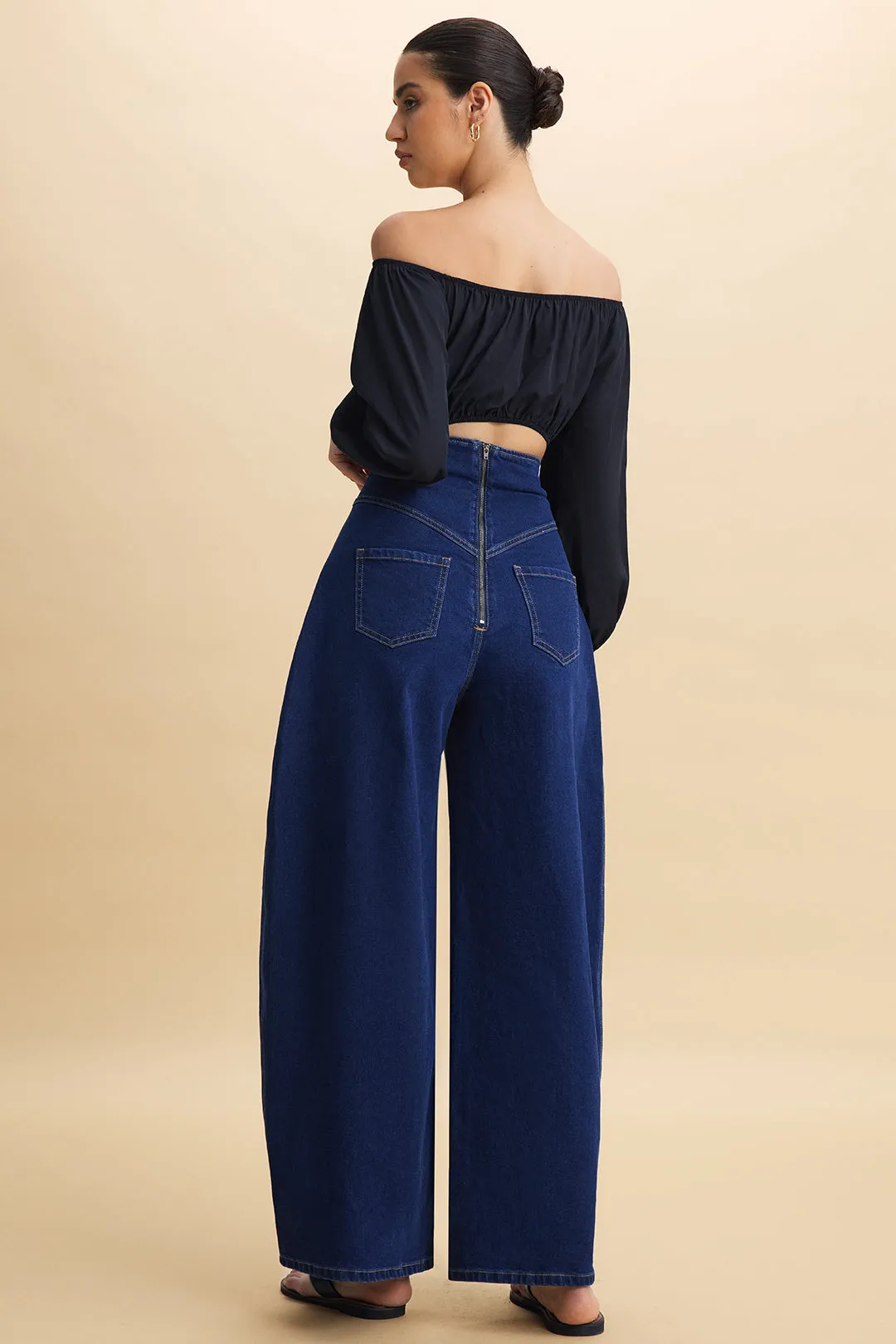 Denim Zipper High Waist Stitching Pocket Jeans sold by Micas product image thumbnail 2