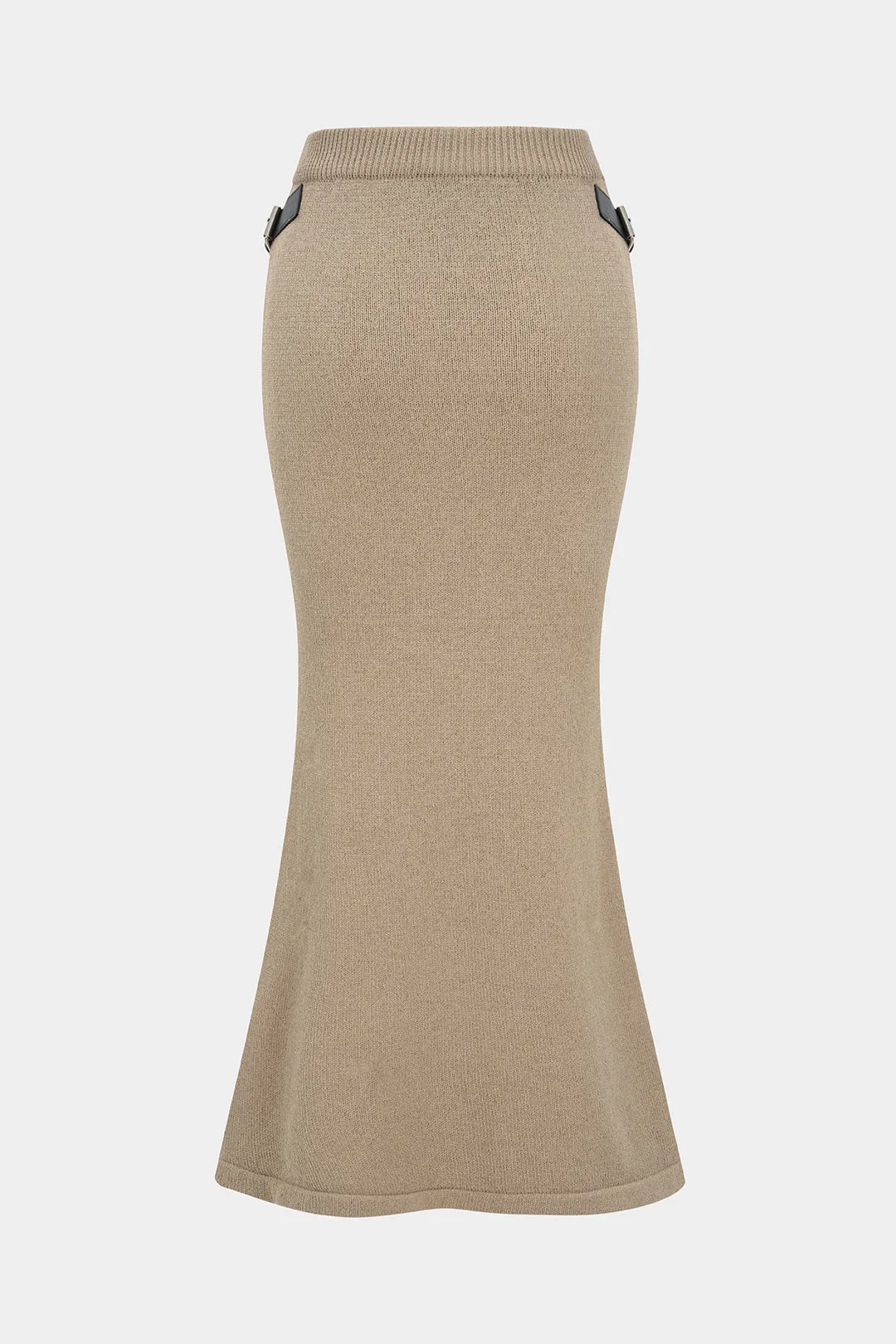 Knit Leather Decor High Waist Skirt sold by Micas product image thumbnail 2