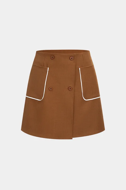 Contrast Button High Waist  Skirt sold by Micas