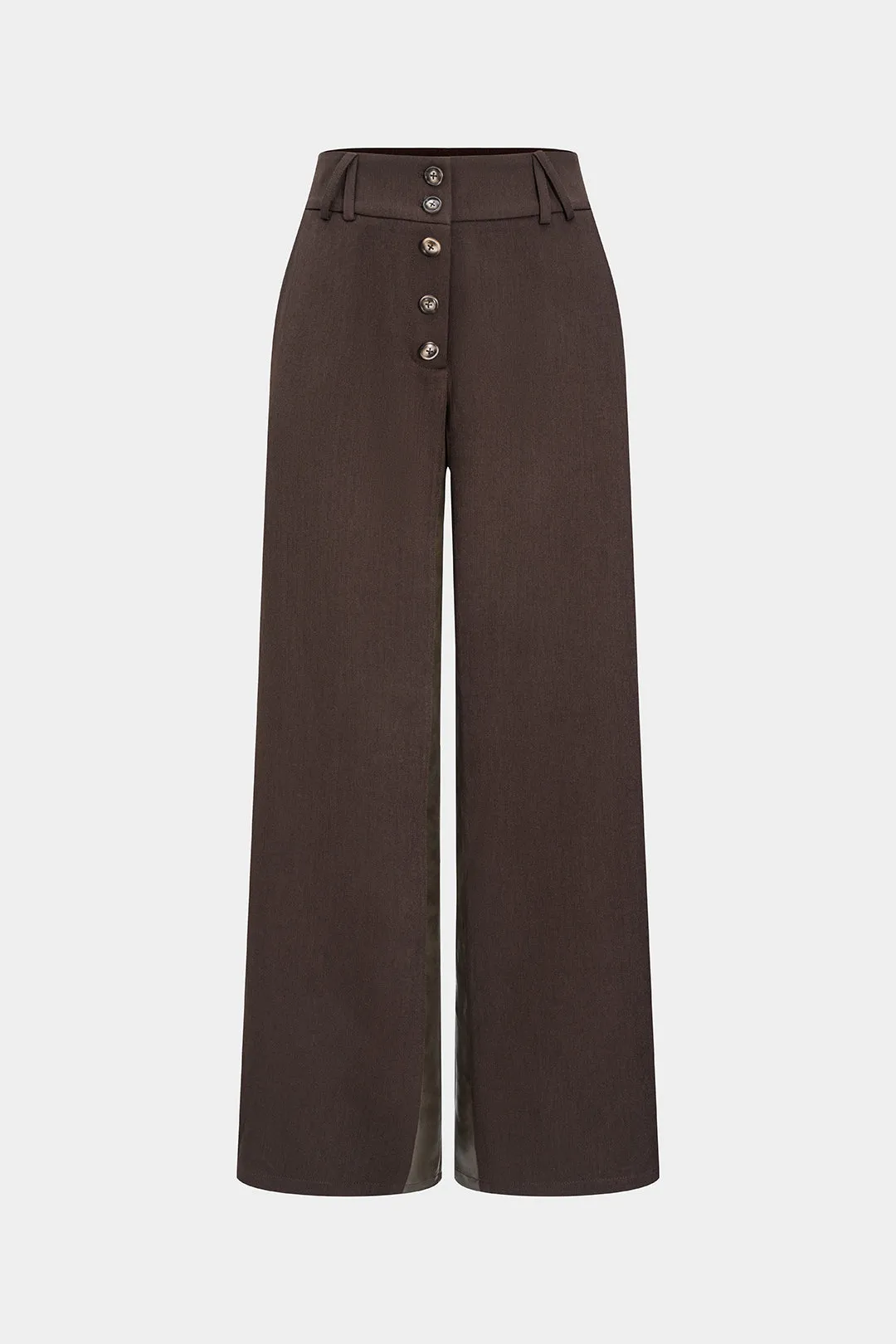 Faux Leathe Patchwork Wide Leg High Waist Trousers sold by Micas