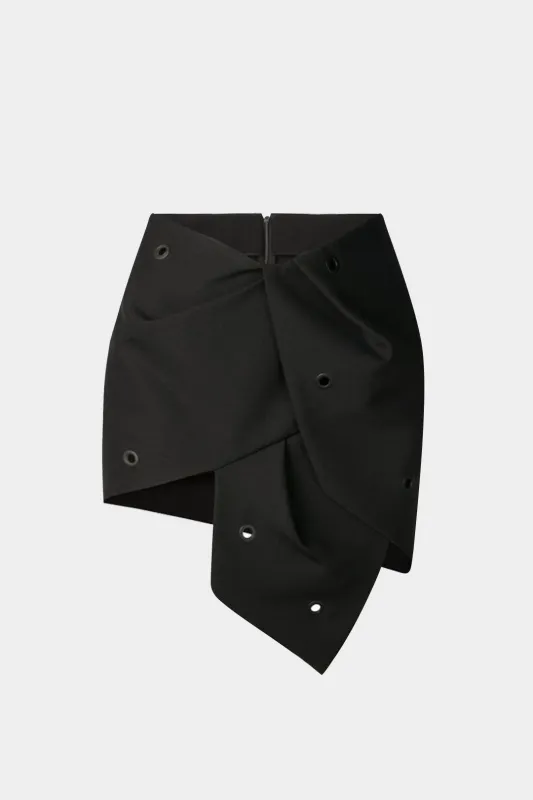 Ruched Tie Front Zipper Asymmetrical Skirt sold by Micas