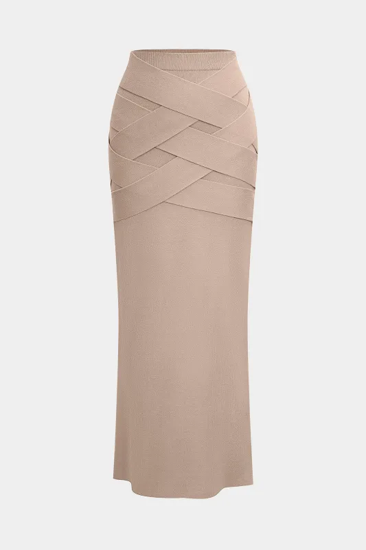 Knit Solid Crossed Skirt sold by Micas