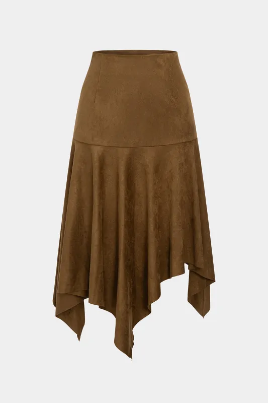 Suede Irregular Hem High Waist Skirt sold by Micas