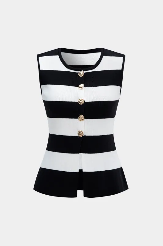 Knit Stripes Contrast Tank Top sold by Micas