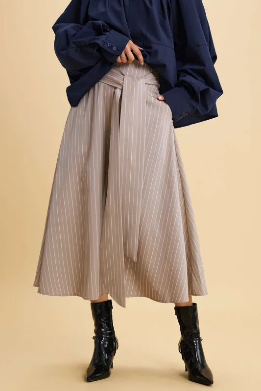 Stripes Print High Waist Tie-Up Skirt sold by Micas