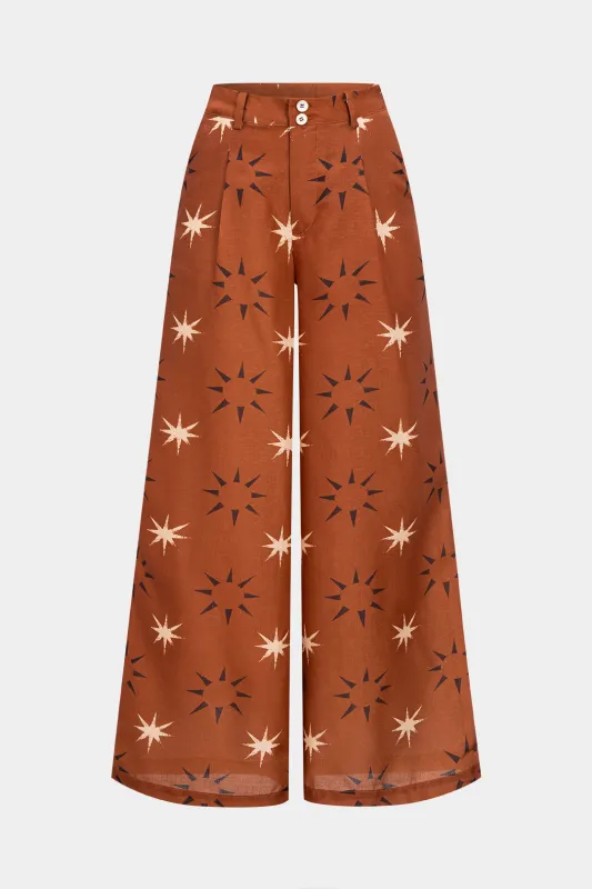 Retro Print Wide Leg Trousers sold by Micas