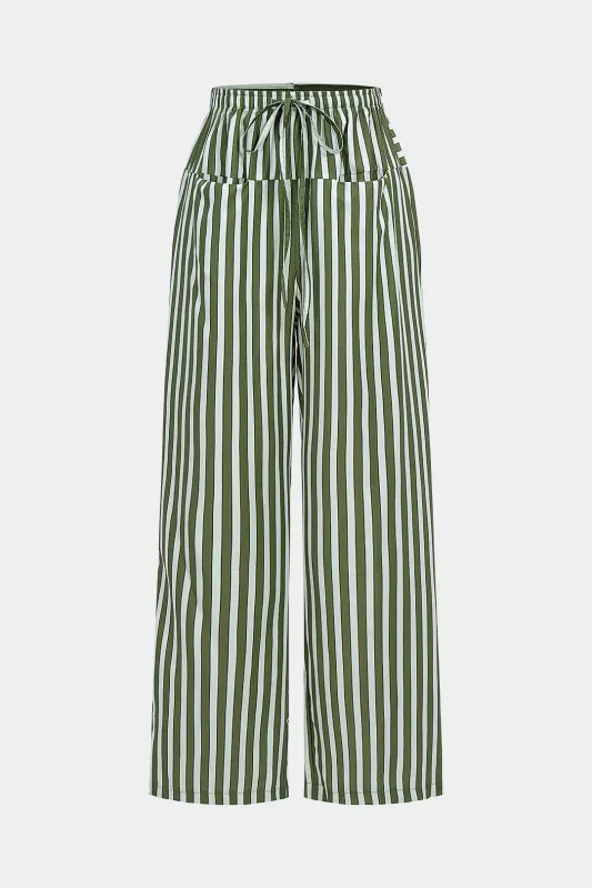 Stripes Print Tie-Up Wide Leg Trousers sold by Micas