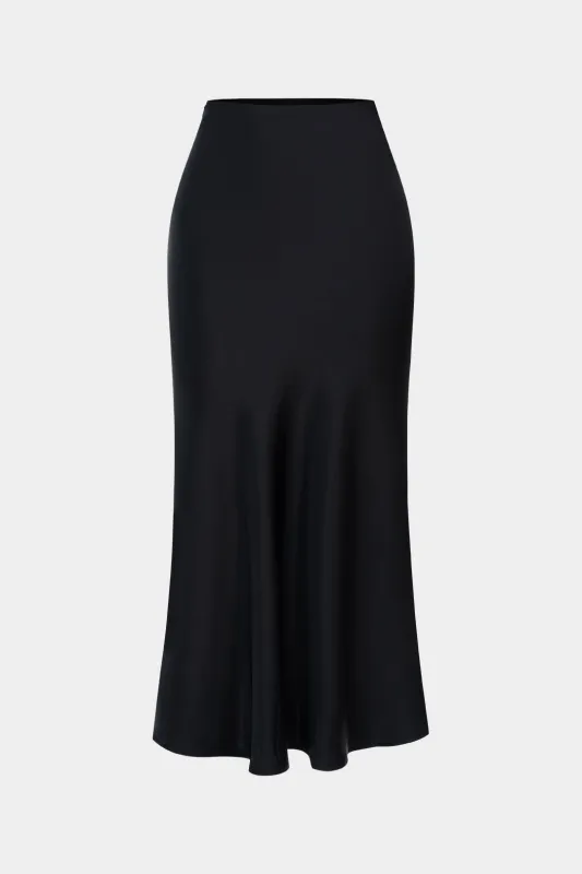 Satin Solid Ruched High Waist Skirt sold by Micas