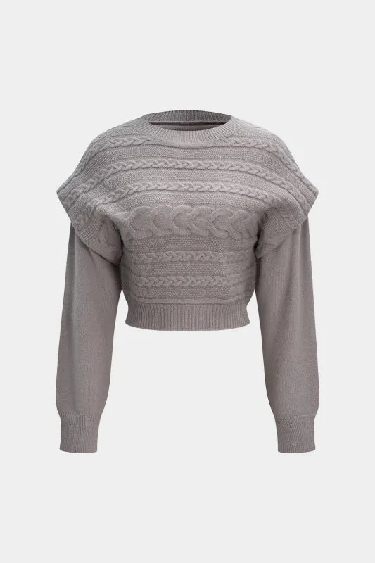 Round Neck Braided Print Long-Sleeve Top sold by Micas