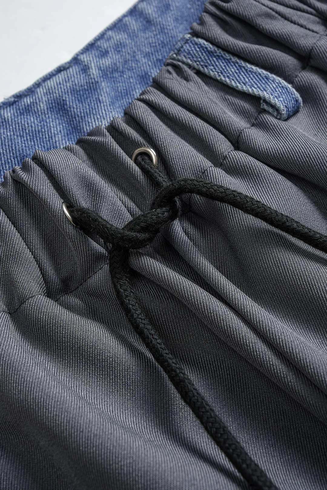 Shirred Patchwork Tie-Up Wide Leg Trousers sold by Micas product image thumbnail 3