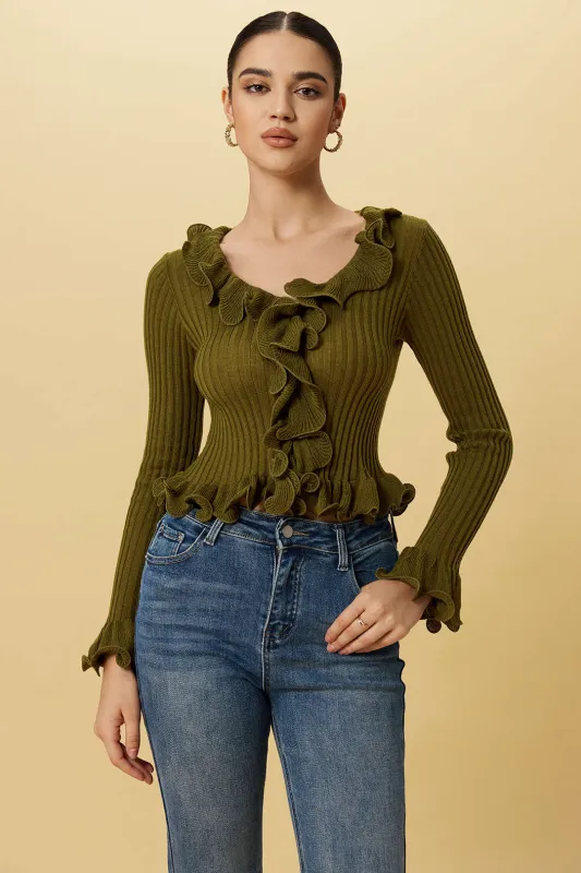 Ruffle Long-Sleeve Top sold by Micas