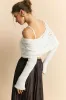 Knit Crossed Cut Out Ruched Long-Sleeve Top sold by Micas