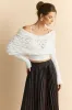 Knit Crossed Cut Out Ruched Long-Sleeve Top sold by Micas