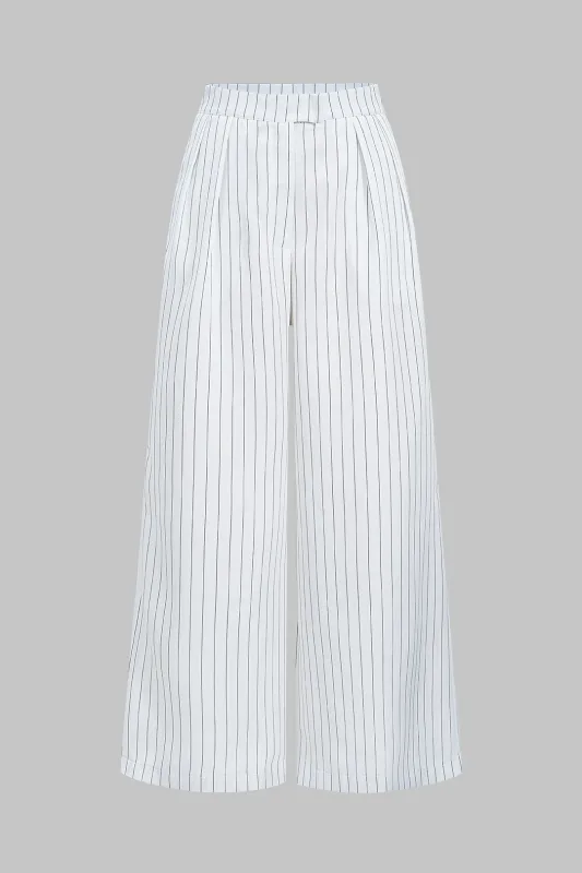Stripes Print Ruched Wide Leg Trousers sold by Micas