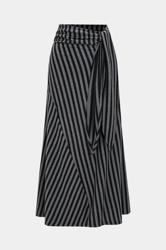 Contrast Stripes Ruched Knotted Skirt sold by Micas