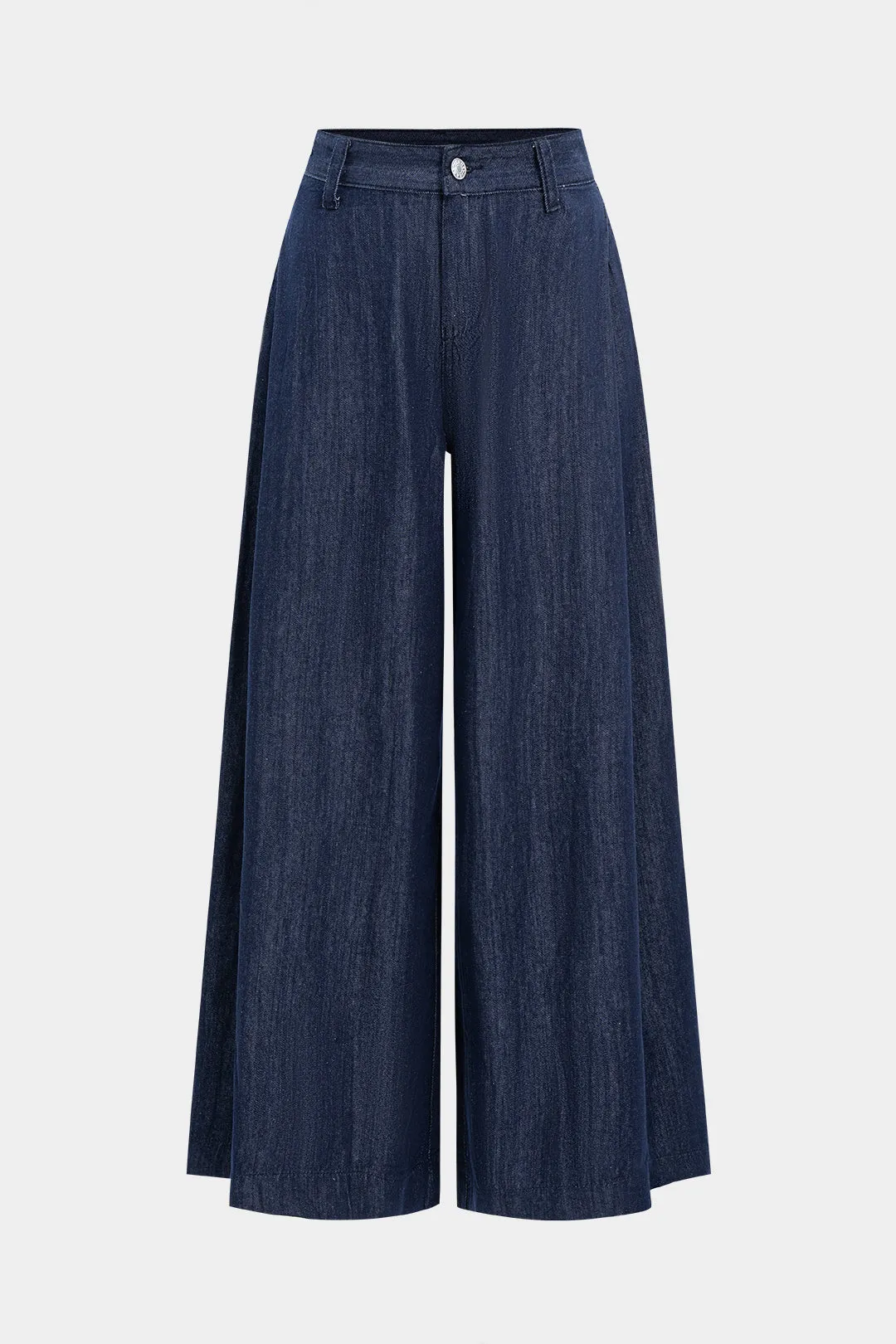 Denim Ruche Wide Leg Jeans sold by Micas