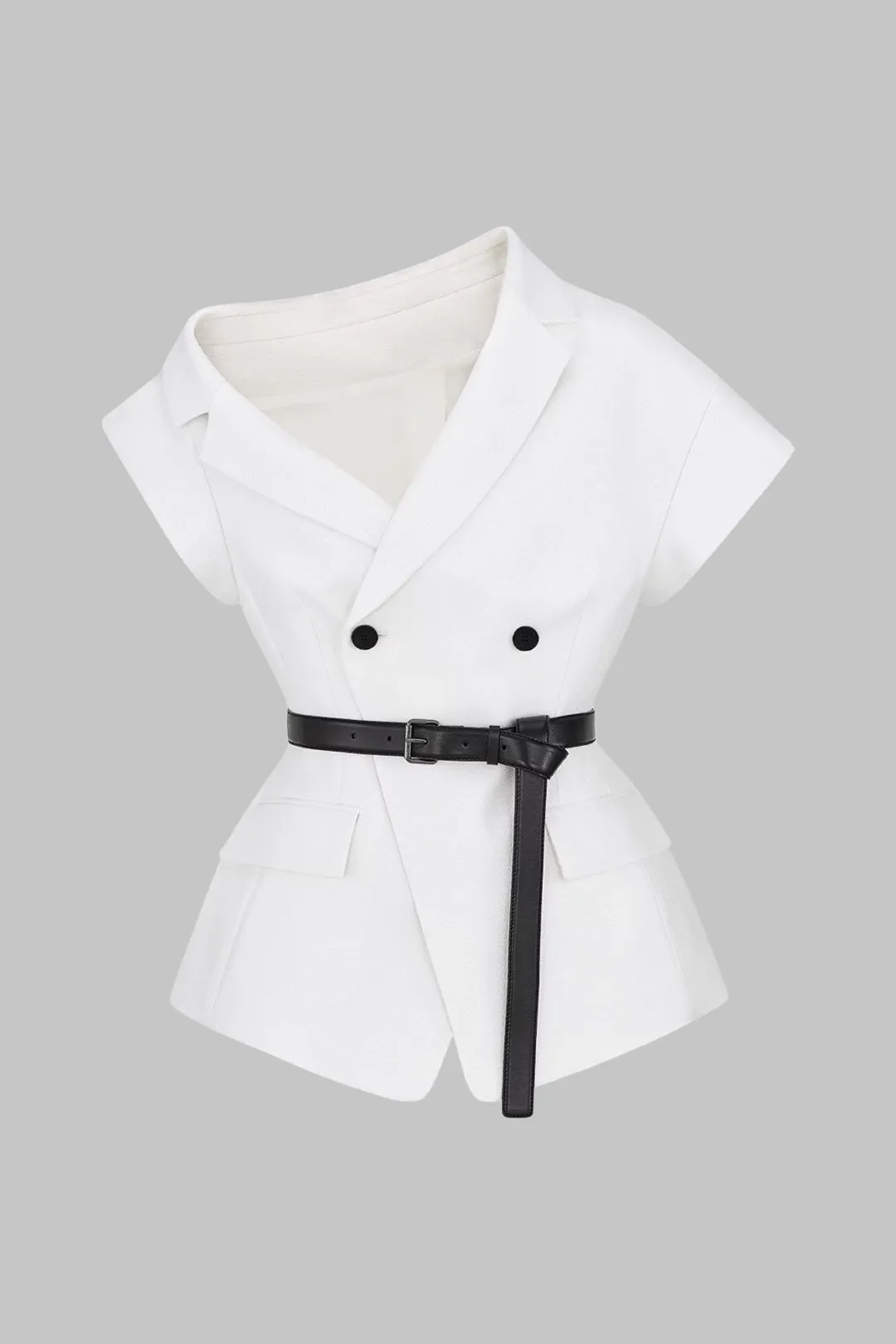 Asymmetrical Neck Belted Vest sold by Micas