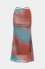 Colorblock Print Mesh Ruched Skirt sold by Micas