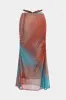 Colorblock Print Mesh Ruched Skirt sold by Micas