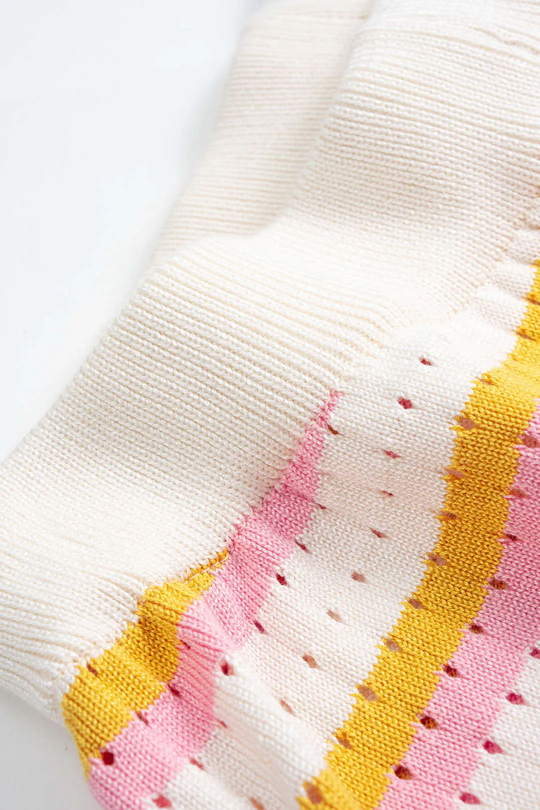 Knit Color Block Stripes Print Button Short-Sleeve Shirt And Shorts Set sold by Micas product image thumbnail 4