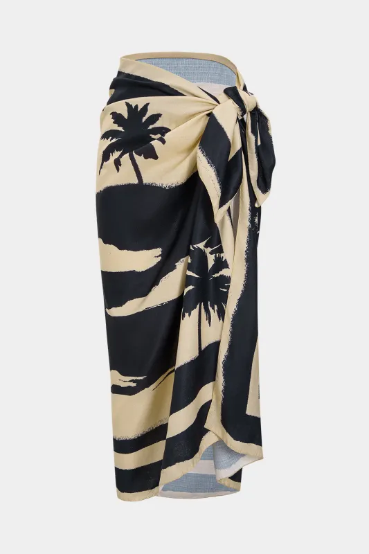 Coconut Palm Print Tie Front Skirt sold by Micas