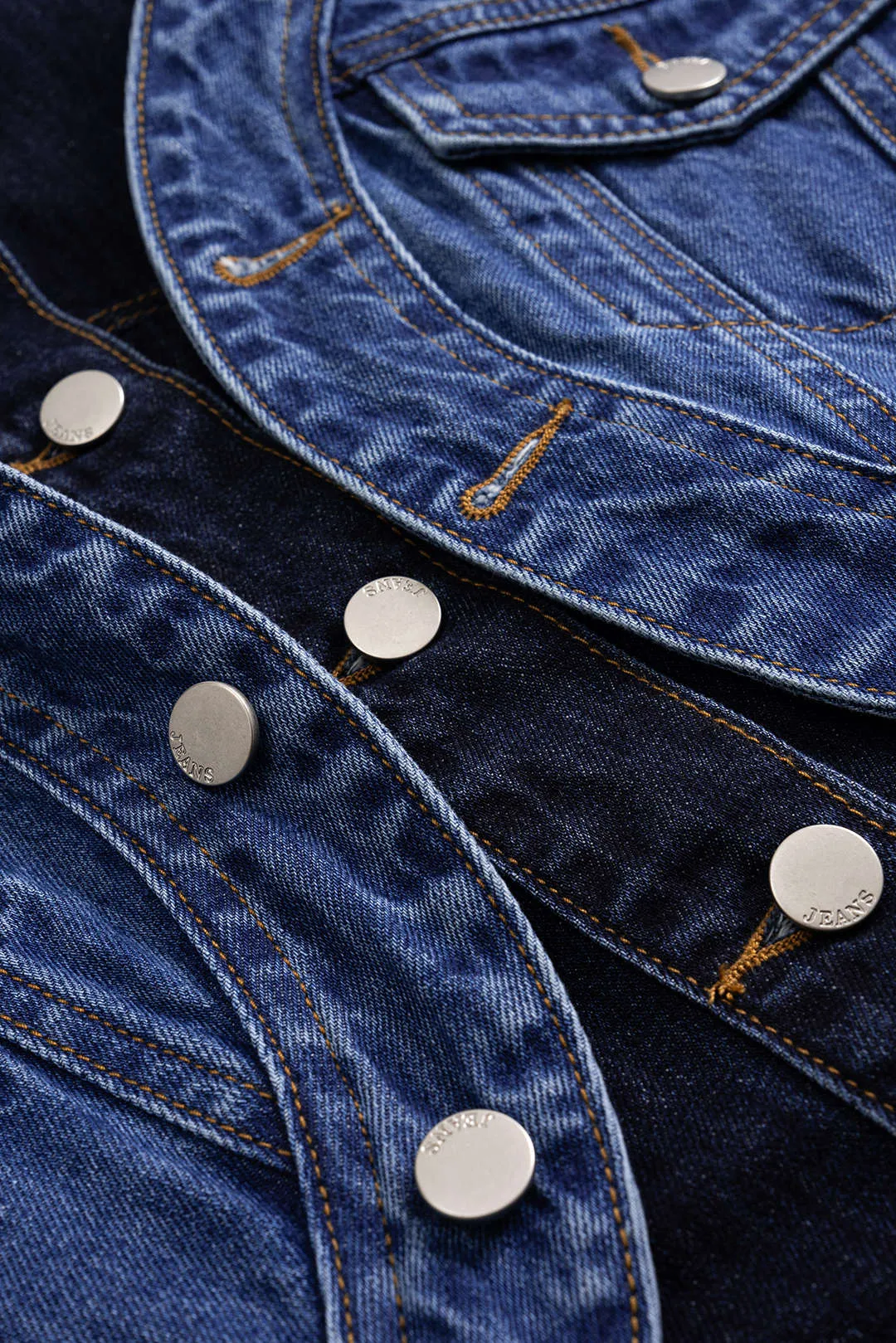 Denim Contrast Button Patchwork Tank Top sold by Micas product image thumbnail 5