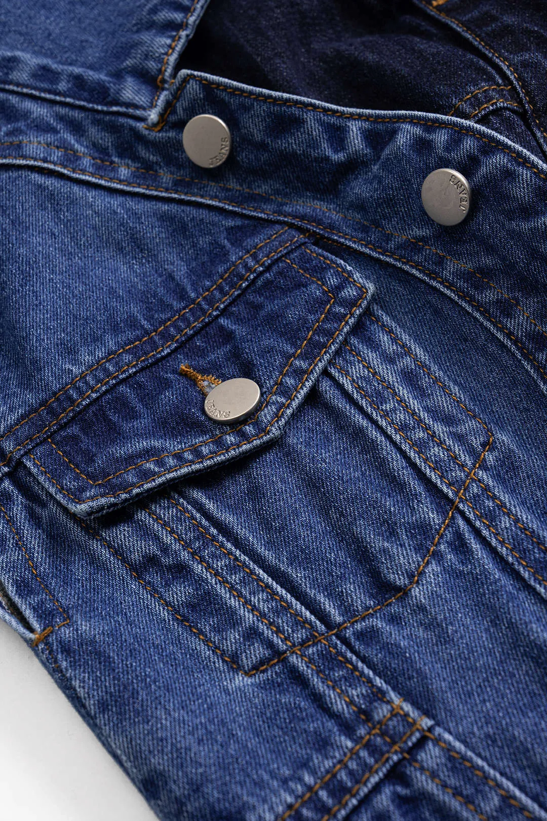 Denim Contrast Button Patchwork Tank Top sold by Micas product image thumbnail 3