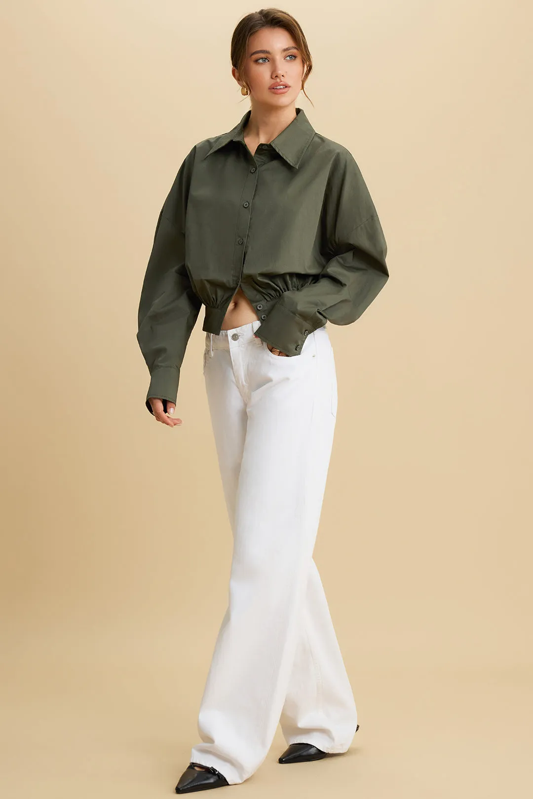 Ruched Button Long-Sleeve Shirt sold by Micas product image thumbnail 5