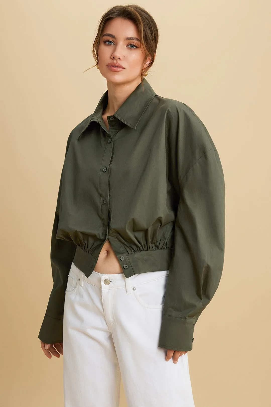 Ruched Button Long-Sleeve Shirt sold by Micas product image thumbnail 3