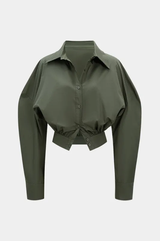 Ruched Button Long-Sleeve Shirt sold by Micas