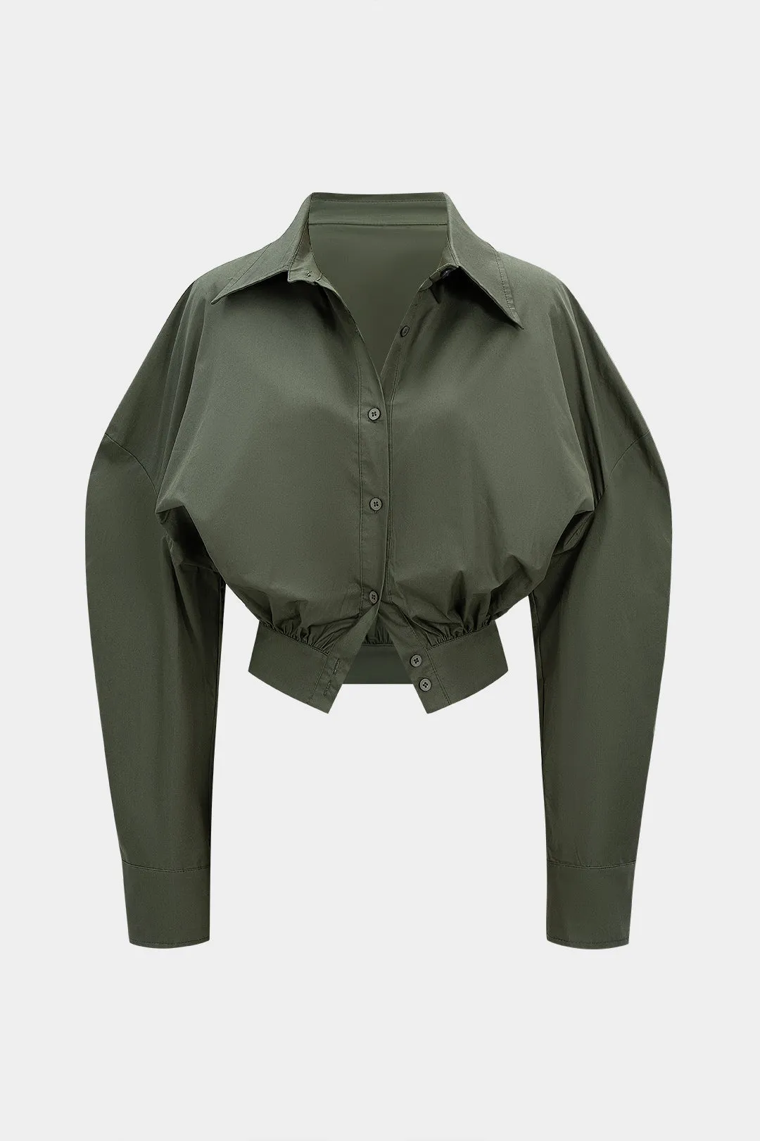 Ruched Button Long-Sleeve Shirt sold by Micas