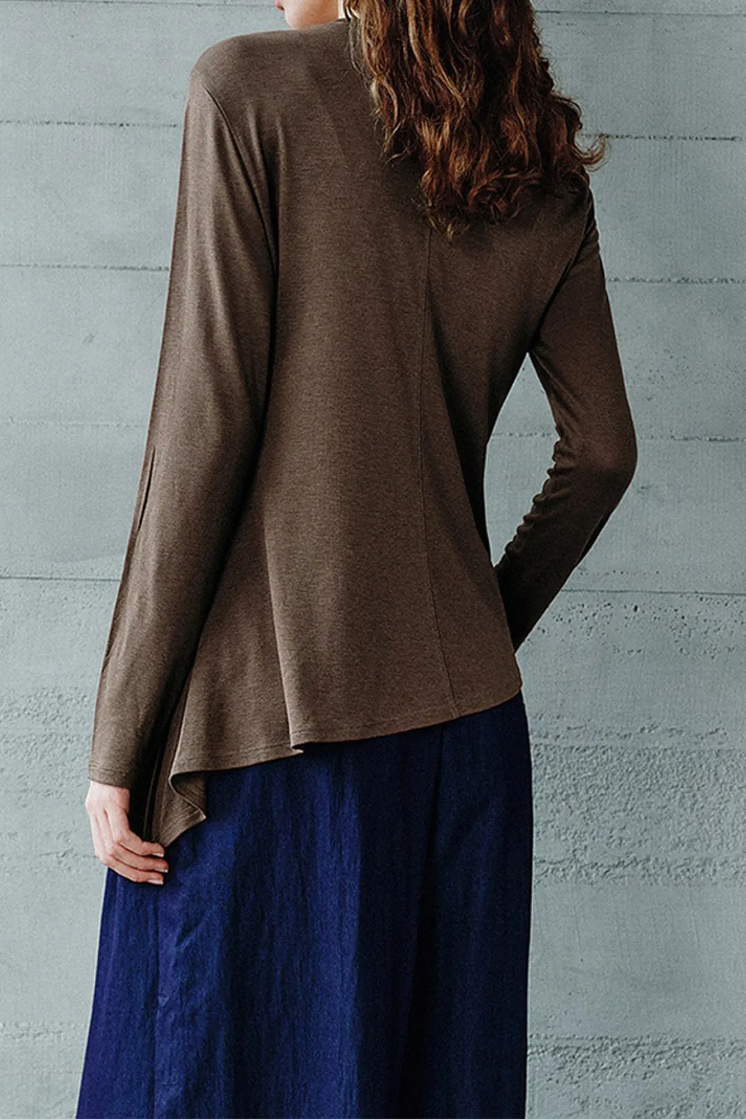 Round Neck Tie-Up Asymmetrical Long-Sleeve Shirt sold by Micas product image thumbnail 2