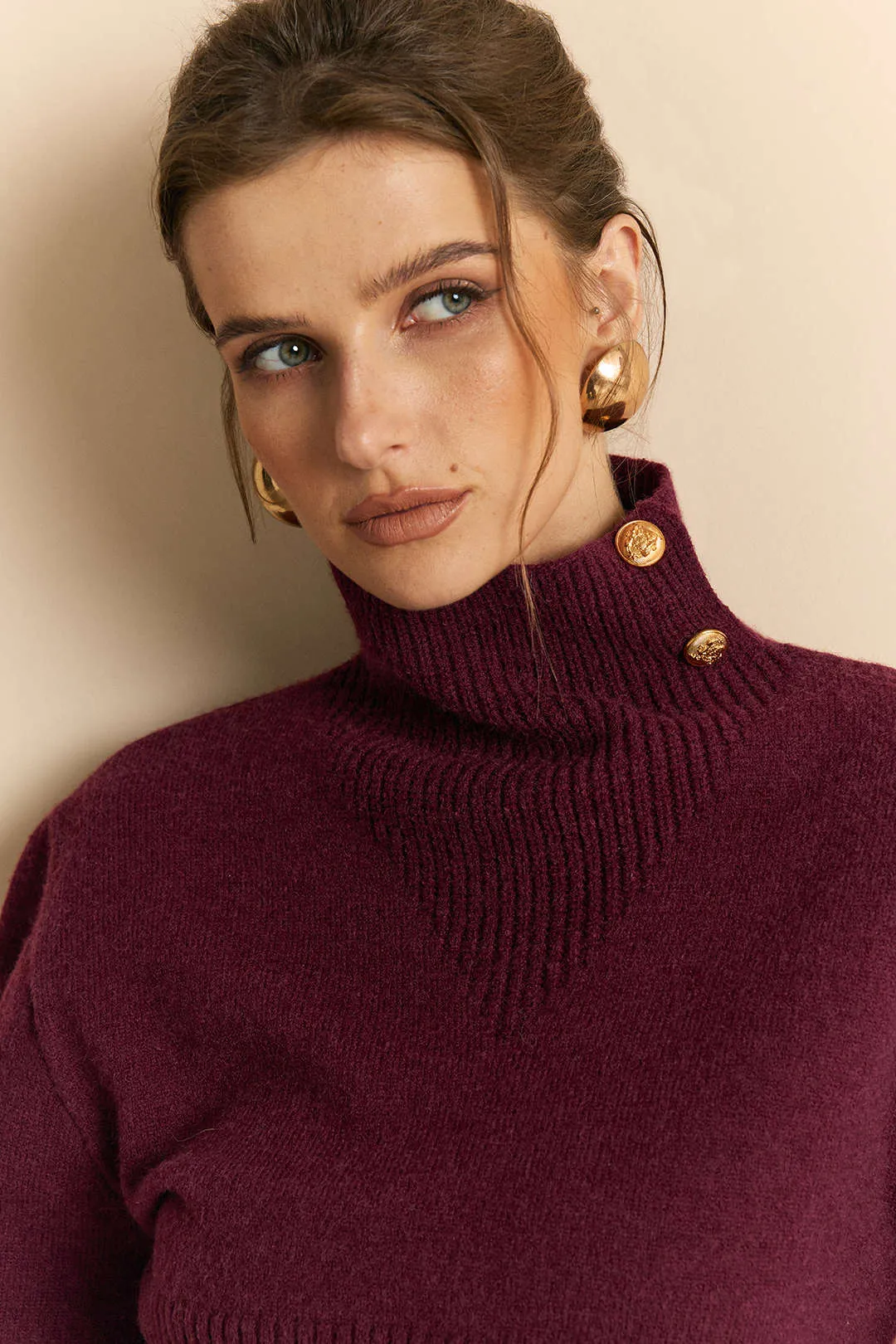 Knit Metallic Button Long-Sleeve Top sold by Micas product image thumbnail 5