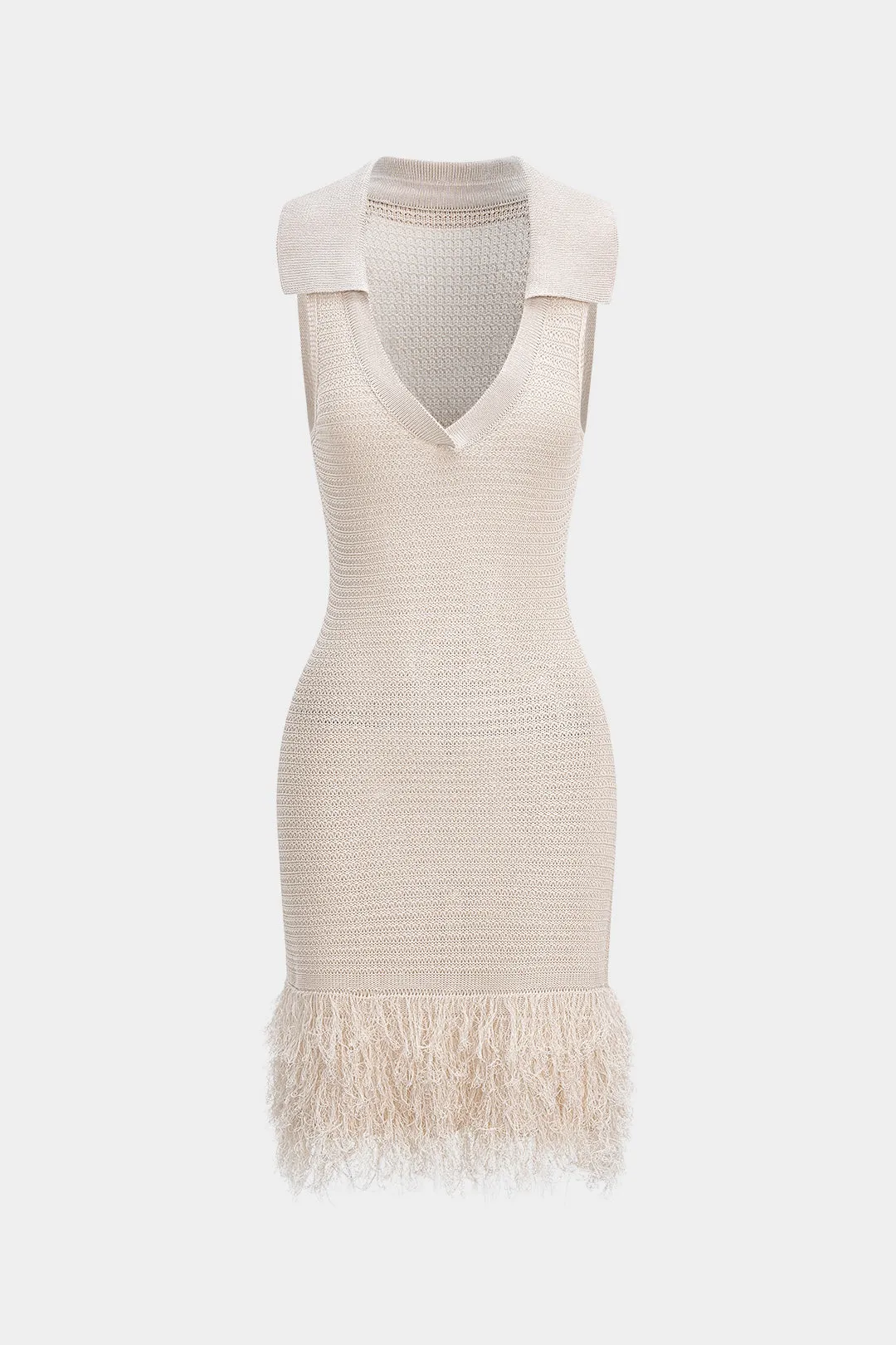 Knit Fringe V-Neck Sleeveless Dress sold by Micas