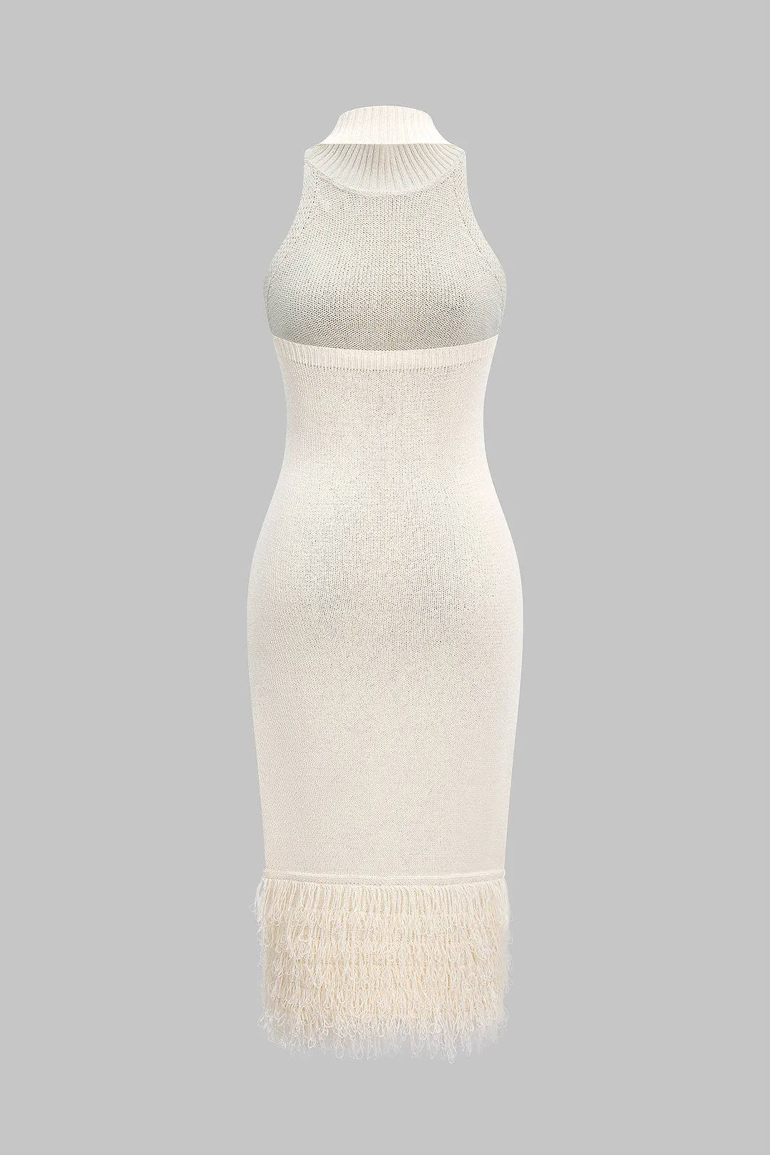 Knit Halter Neck Backless Fringe Sleeveless Dress sold by Micas product image thumbnail 2