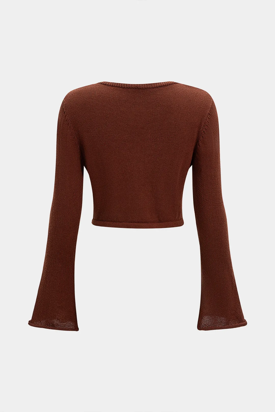 Knit Round Neck Bell Long-Sleeve Asymmetrical Top sold by Micas product image thumbnail 2