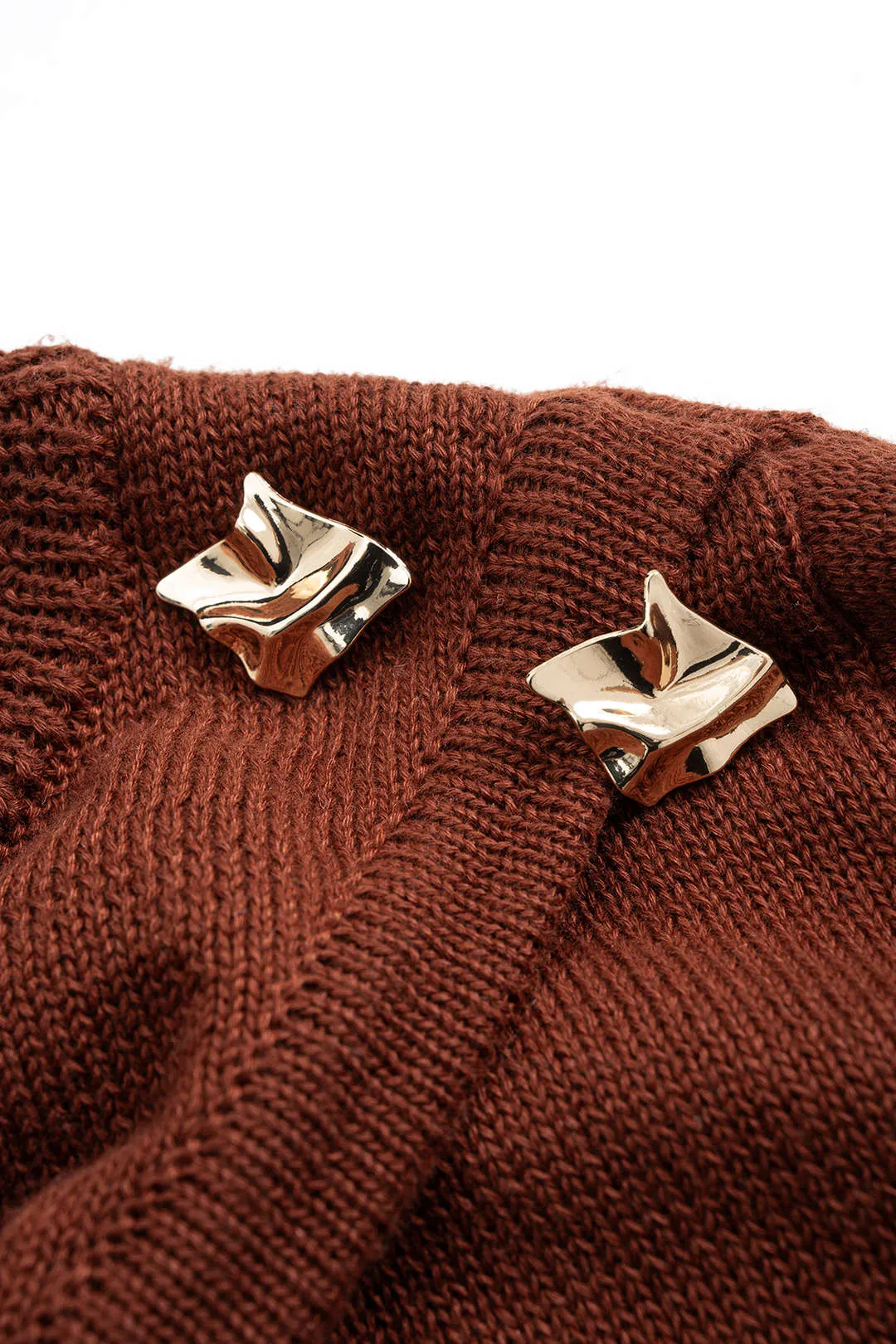 Knit Round Neck Bell Long-Sleeve Asymmetrical Top sold by Micas product image thumbnail 3