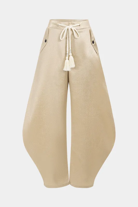 Satin Tie-Up Pocket Barrel Trousers sold by Micas