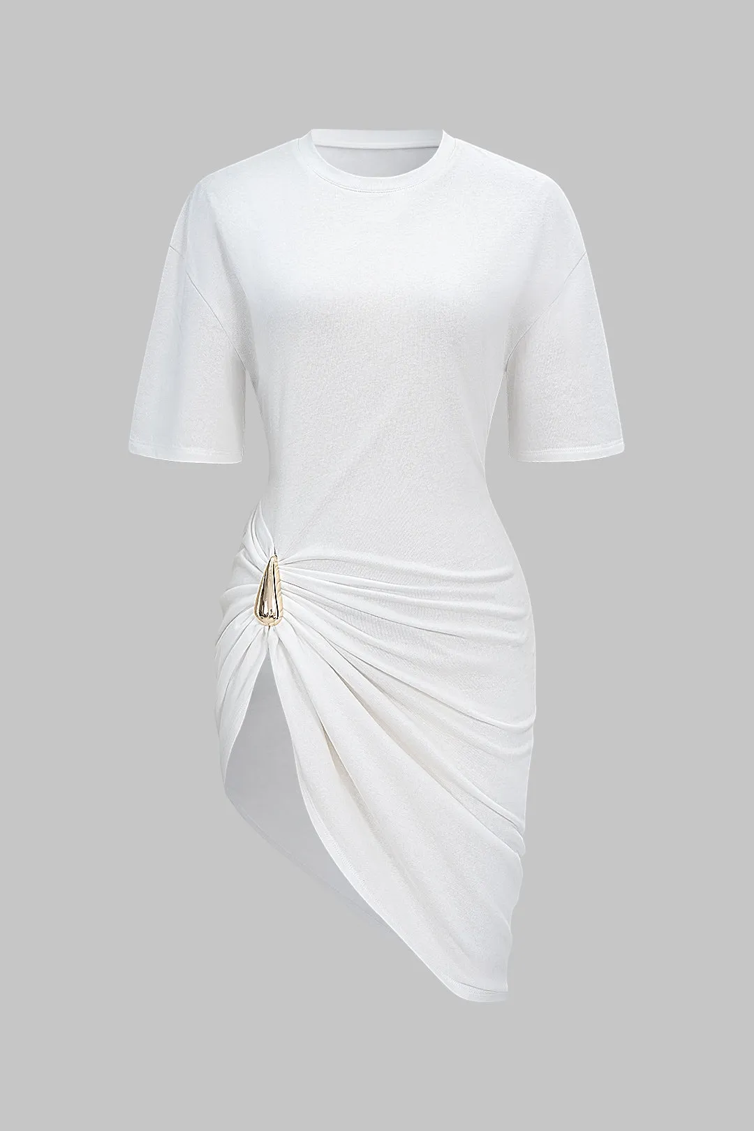 Ruched Metallic Decor Short Sleeve T-Shirt sold by Micas